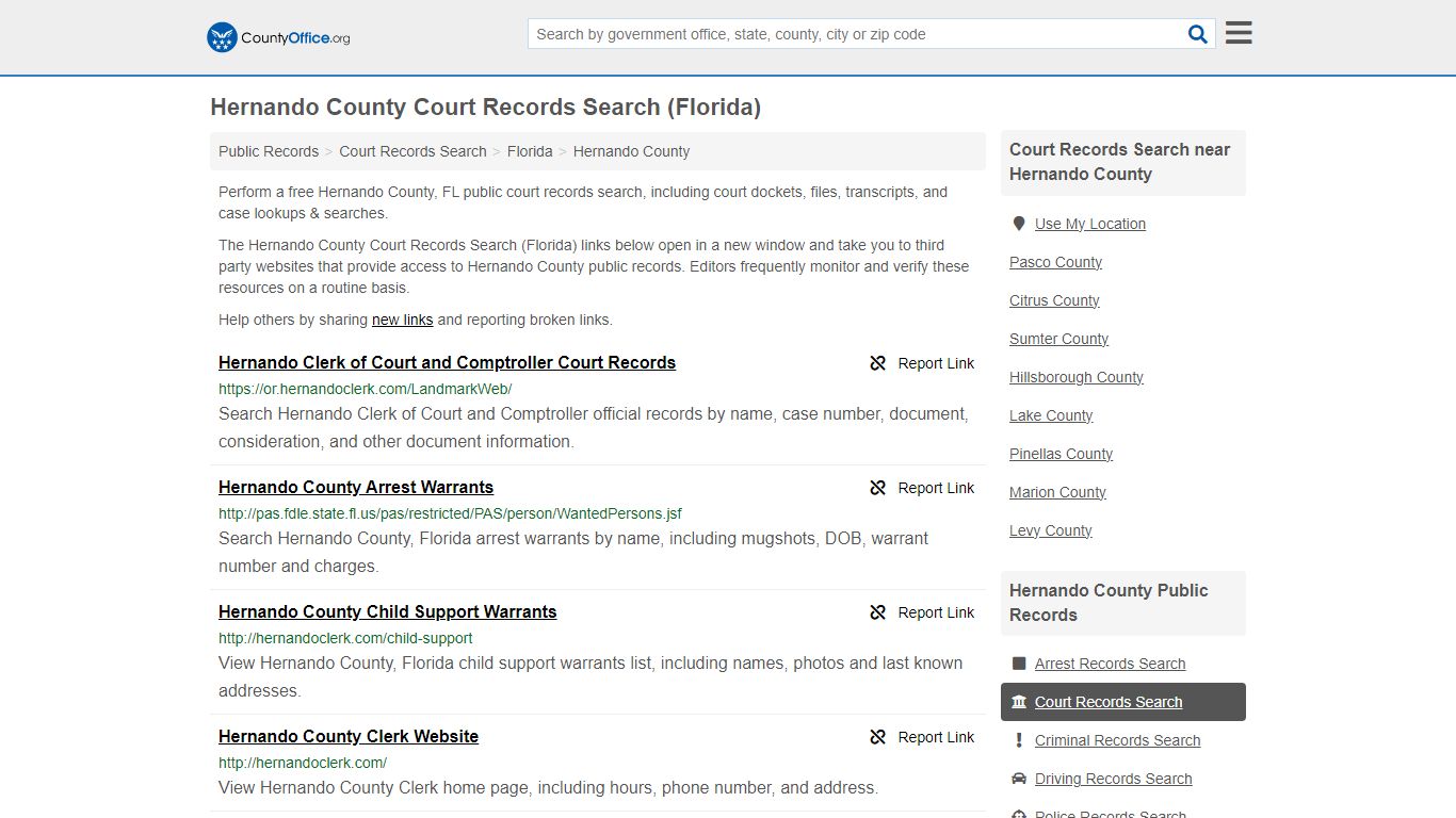 Hernando County Court Records Search (Florida) - County Office